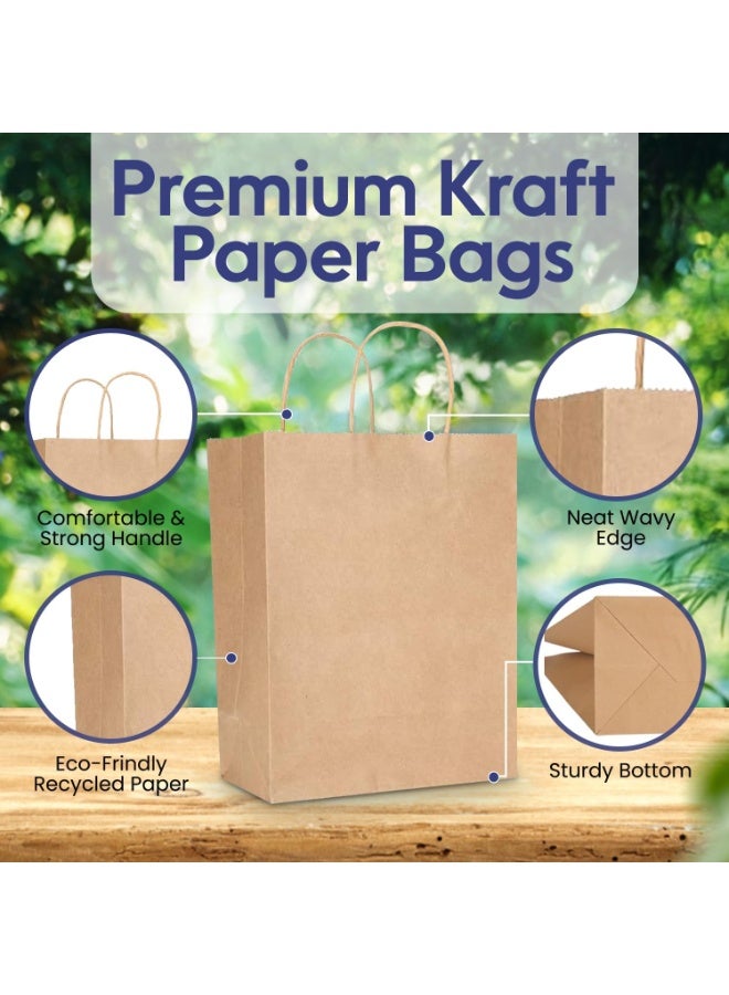 SNH Packing حقيبة ورقية كرافت بنية بمقبض ملتوي 28x22x12 سم - حقائب حفلة العروس - حقيبة هدية عيد ميلاد للعروس - 10 قطع - Image 3
